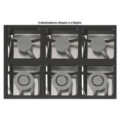 Fogão 6 Bocas Mistas (3BS+3BD) M15 40x40 Perfil 6,5 Metalmaq