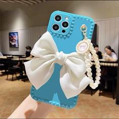 Capa de telefone para iphone 13 capa de pulseira de pérola arco para iphone 12 11 13 pro max mini x xr xs max 6 s 7 8 plus capa de telefone macia, th25x1, azul, para iphone 11 pro