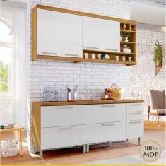 Cozinha Compacta 4 Peças Burguesa Premium Amadeirado Freijó/Branco