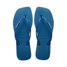 Chinelo Havaianas Slim Square Logo Metallic Azul Comfy 33