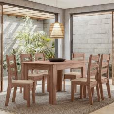 Conjunto Sala De Jantar Itália 1,35 Com 6 Cadeiras Amêndoa 51c