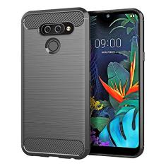 Manyip Capa LG K50, capa fibra de carbono anti-riscos e resistente impressões digitais totalmente protetora capa de couro Cover Case adequada para LG K50