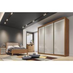 Guarda Roupa Casal 3 Portas E 4 Gavetas Diamond Plus Freijo Cumaru C/ Fendi - Novo Horizonte