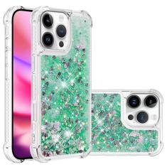 LEMAXELERS Compatível com iPhone 16 Pro Max Capa com glitter transparente líquido de areia movediça feminina brilhante brilhante capa protetora de TPU macio para iPhone 16 Pro Max 6,9 polegadas YBL