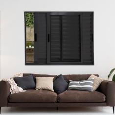Janela Veneziana de Alumínio 3 Folhas Móveis 100x120cm Linha 25 Preto