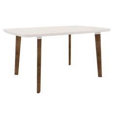 Mesa de Jantar Jade 6 lugares Pés Oblongo Off White com Vidro - RV Móv