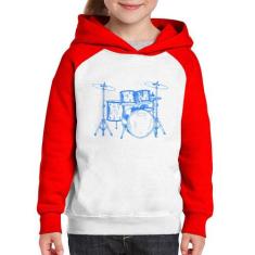 Moletom Infantil Bateria Música (azul) - Foca na Moda, Branco, Vermelh