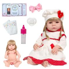 Boneca Reborn Princesa Loira Linda Vestido Vermelho Enxoval - Cegonha 