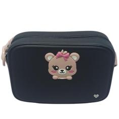 Bolsa Infantil Molekinha com Zíper e Detalhe de Urso - Estilo Casual -