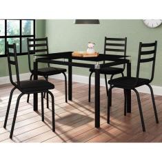 Conjunto de Mesa de Cozinha com 4 Lugares Malva I Preto - Modern