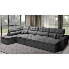 Sofá de Canto 4,80x2,36m Retrátil e Reclinável com Molas Cama inBox Platinum. Esquerdo Suede