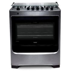 Fogão Consul 6 bocas cor Inox com botões removíveis e vidro interno ve