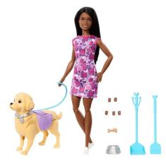 Boneca barbie brooklyn passeio com cachorrinho - mattel hwt53