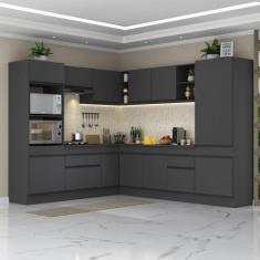 Armário Cozinha Completa de Canto Veneza Multimóveis V2081, Preto