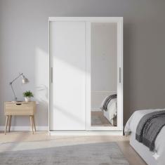 Guarda-Roupa Solteiro Bartira Paris 2 Portas de Correr com Espelho 2 Gavetas Internas MDP - 134,4cm de Largura