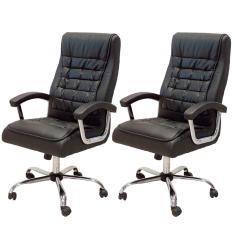 Kit com 2 Cadeiras Escritório Presidente Mola Ensacada Preta mle