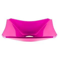 CUBA DE VIDRO RETANGULAR CHANFRADA 37CM ROSA