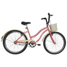 Bicicleta Retro Vintage Aro 26 Feminina Beach Salmão