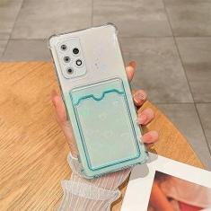 Luxo Gradient Aurora Slot para cartão Love Heart Silicone Case para Samsung Galaxy S22 S23 Ultra S20 FE S21 Plus A12 A32 A52S A53 A33, AiXin Green, para A72