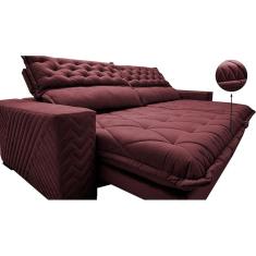 Sofá Retrátil e Reclinável 2,15m Molas Ensacadas Cama inBox Spazus. com Bordado 3D Velusoft