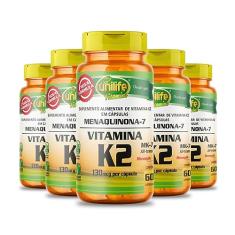 Kit 5 Vitamina K2 - Menaquinona 130mcb - 60 cápsulas