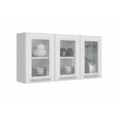 Armário Aéreo c/Vidro Cozinhas Itatiaia Luce - 3 Portas - Branco