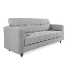 Sofá 03 Lugares Arezzo Suede Pés Chanfrado Tabaco - D'rossi Cor Cinza 