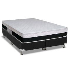 Cama Box Queen: Colchão Molas Luckspuma MasterPocket Ensacadas Roma + Base crc Suede Black(158x198)