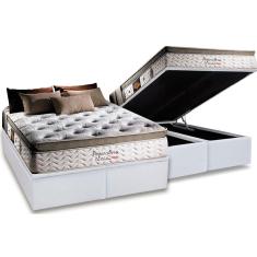 Cama Box Baú King: Colchão Molas Herval MasterPocket Ensacadas Imperatore Eco Bamboo + Base crc Courano White(193x203)