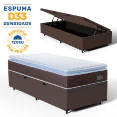 Cama Box Baú com Colchão de Espuma D33 Pillow Top Comfort Luxo Solteiro 88cm