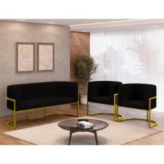 Kit 2 Poltronas + Sofá 2 Lugares para Recepção  Balaqui - B BALAQUI DE