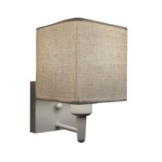 Arandela Quadrada Vivare Md-2006 Base Alumínio Branco Cúpula em Tecido - Bivolt