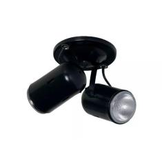 Spot Sobrepor Alumínio 2 Lâmpadas 50W Gu10 Biancoluce Preto