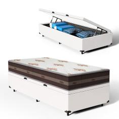 Cama Box com Baú Solteiro King + Colchão de molas - Anjos - Classic Superlastic 96cm