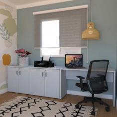 Escrivaninha Mesa Escritório 100cmx47cm com Armário Baixo 4 Portas 100