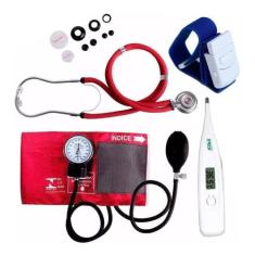 Kit Enfermagem Premium Esfigmomanometro Esteto Rappaport + Termômetro