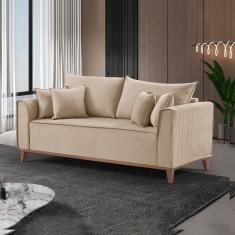 Sofá 4 Lugares Com Almofadas M46 Martins Estofados Linho/Bege