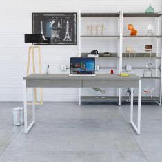 Mesa para Escritório 150cm 2 Gavetas Kuadra Snow / Est.Branca