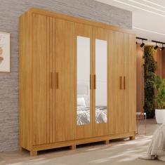Guarda-roupa 2 Gavetas 6 Portas com Espelho com Pés Lisboa Cinamomo