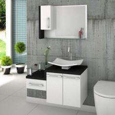 Conjunto para Banheiro Gabinete com Cuba F44 e Espelheira Legno 830W -