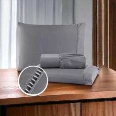 Jogo de cama lençol ponto palito casal queen 03 peças 400 fios - AMORA