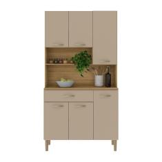 Armário De Cozinha Compacta 6 Portas E 1 Gaveta 90cm Baco Freijó-vanilla - Pallazio
