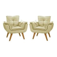 Duas Poltronas Chesterfield Luxo Opala -  SUEDE BEGE / SALA, RECEPÇÃO,