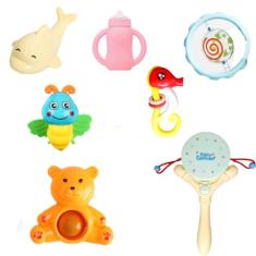 Brinquedo Bebê Kit 7 Chocalhos Mordedor Infantil Colorido Legal