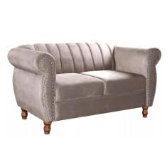 Sofá Realeza Decorativo Chesterfield Namoradeira Retrô Capuccino