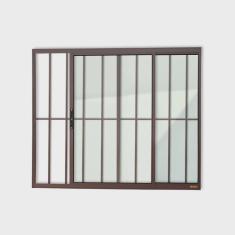 Janela Confort 2 Folhas com Grade Vidro Liso 100cm x 80cm Brimak