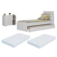 Conjunto Quarto Bicama com Colchão e Baú/Balcão 2 Portas Multimóveis M