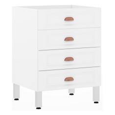 Balcão De Cozinha S/ Tampo 60cm 4 Gavetas Branco Polar