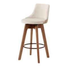 Banqueta Copacabana New Gourmet Assento Linho Base Madeira de Eucalipto Bege Claro Gat Magazine