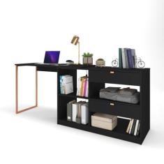 Mesa Em L Computador Escritório Canto Industrial Retrô Preto - E-Led B